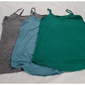 3 Ladies Layering Tank Top Shirts Gray Turquois Green L XL Great Stretch